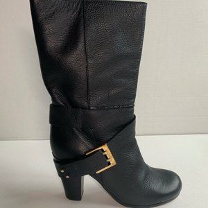 Chloe Prince Mid-Calf Black Leather Boot